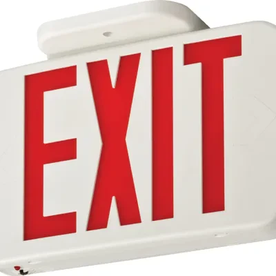 White Thermoplastic LED Exit, Emergency with Ni-cad Battery back-up, GREEN Single Face with Extra Face Plate and Color Panel, Assembled in US, SKU - 210LC6