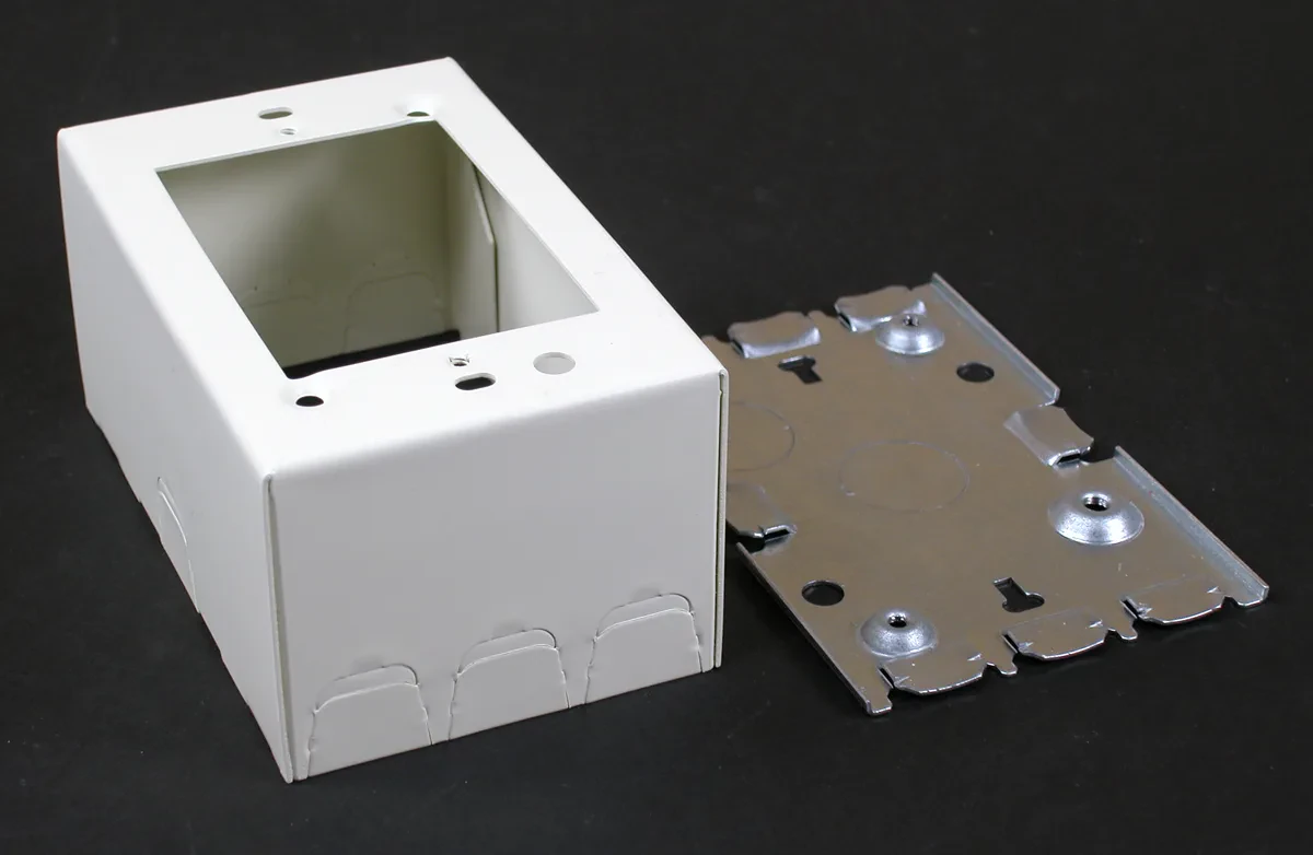 For standard shallow switches and receptacles including single-gang combination devices. Base has two 1/2" trade size KOs. Larger gang boxes available by special order. Single-gang...