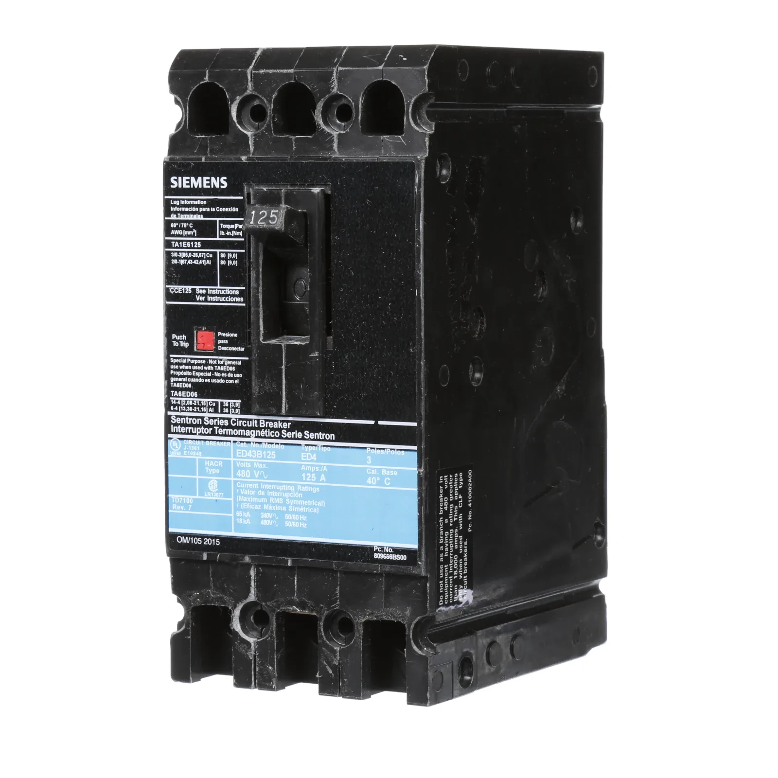 Siemens Industry, Inc. ED43B125 Circuit Breakers product image