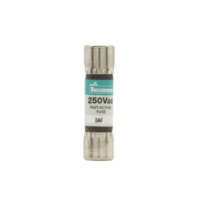 Eaton Bussmann series BAF fuse, Fast acting Midget fuse, General purpose circuits, lighting circuit protection, meter circuits, 1.8 A, Non-indicating, 100 AIC at 250 Vac,10 kAIC at...