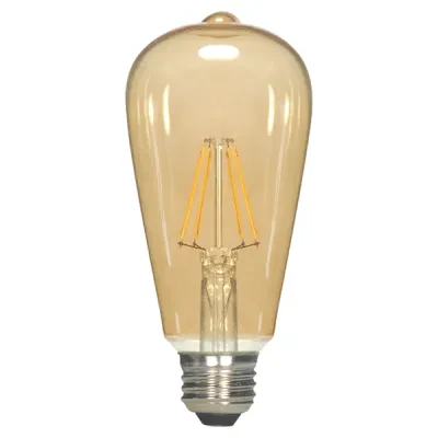 LED Filament, Designation: 4.5W ST19 Filament LED - Medium Base - Transparent Amber - 2300K - 120V