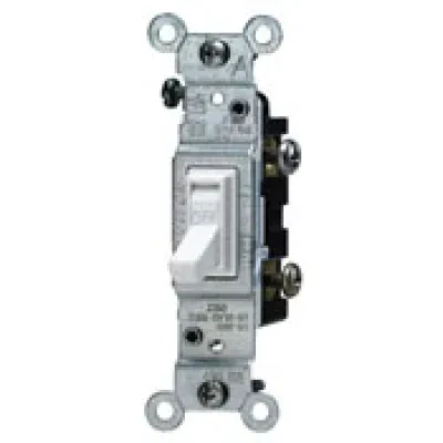 15 Amp, 120 Volt, Toggle Framed Single-Pole AC Quiet Switch, Residential Grade, Grounding, Black