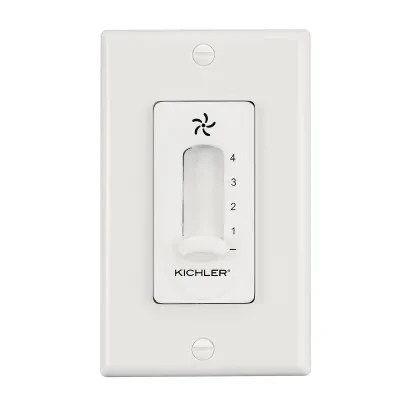 A lighting support necessity, this 4 speed fan slide control features a classic White finish.