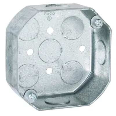 4 In. Octagon Box, 1-1/2" Deep - Drawn with Conduit KO's