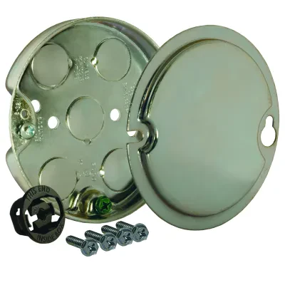 4 In. Round Ceiling Fan Pan - Drawn with Conduit 1/2 KO's, 1-1/2 In. Depth