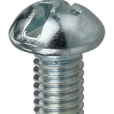 Machine Screw, Steel material, 2 in. length, #8-32 thread size, Round head type, Zinc Plated Finish, Slotted/Phillips drive type