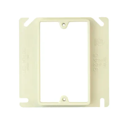 4.2 Cu. In. 4 square inch electrical junction box single gang plaster ring - Quick change/assemble cover screw holes and slots, molded-in splined device holes - Cover for Allied Mo...