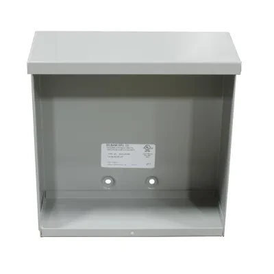 8x4x8 Screw Cover Type 3R UL Listed Steel No Knockouts ANSI 61 Gray Quad D Knockout for Lock Emboss Mounting Holes in Back