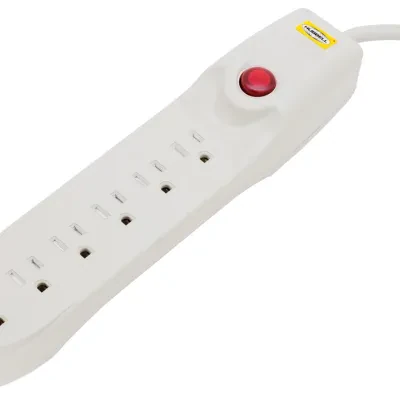 Straight Blade Devices, Plug Strip, 6) Receptacles, Non-Metallic Body , 6' Cord