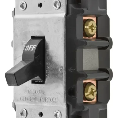 Switches and Lighting Controls, Industrial Grade, Toggle Switches, MotorDisconnects, Double Pole, 30A 600V AC, Back and Side Wired, Black