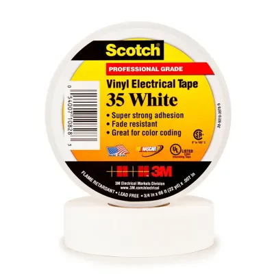 Scotch® Vinyl Color Coding Electrical Tape 35 is a 7 mil thick, premium grade, color coded electrical tape. This flame retardant tape is suitable for use in phase identification, c...