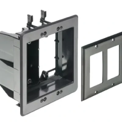 Recessed Plastic TV BOX. For new or existing construction. Comes with low voltage divider. Color. Black