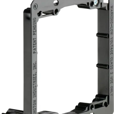 Low Voltage mounting bracket, two gang for installation on existing construction for class 2 wiring only.