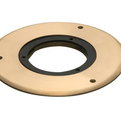Oversized carpet ring for Arlington's flush to floor cut in floor box kits. Brass.