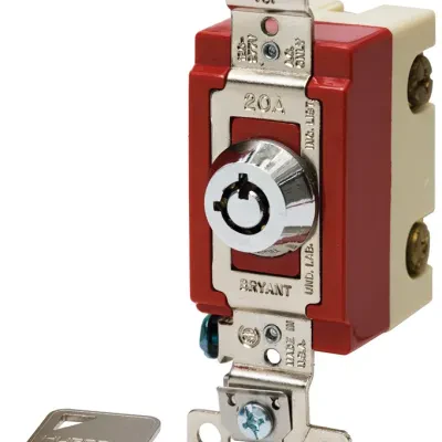 Switches and Lighting Controls, Security Locking Industrial Grade,Toggle Switches, General Purpose AC, Double Pole, 20A 120/277V AC  ,Back and Side Wired, Chrome Lock