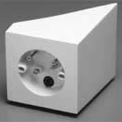 Fan and fixture mounting box for new construction. Fits sloped ceilings up to 45 degrees. 70lb, 200lb fixture. Paintable textured finish. 14.5 cu. 8" square mounting surface handle...