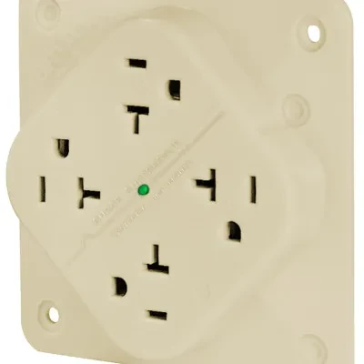 Straight Blade Devices, Receptacles, QUADPLEX Receptacle, Surge Suppression, Isolated Ground, 20A 125V, 2-Pole 3-Wire Grounding, 5-20R, Ivory