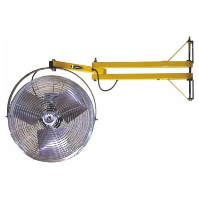 18 IN High Velocity Workstation Wall Mount Fan, Flow Rate- 3200/4200/4600 CFM, 115 V, 1 PH, 2.2 AMP, AC Motor, Steel (Guard) Housing Material, Aluminum Blade, 1/8 HP, 60 IN Arm Len...