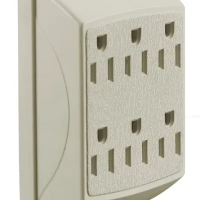 Hubbell Wiring Device Kellems, TradeSelect, Cube Tap, Duplex to 6Outlet, 15A 125V AC, 2-Pole 3-Wire Grounding, 5-15R, Ivory