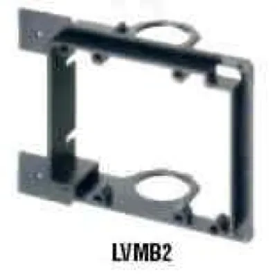Low voltage bracket for new construction. Mounts vertical on wood or metal studs. Non Metallic. Two gang. For class 2 low voltage wiring. Built in 3/4" Knockout.