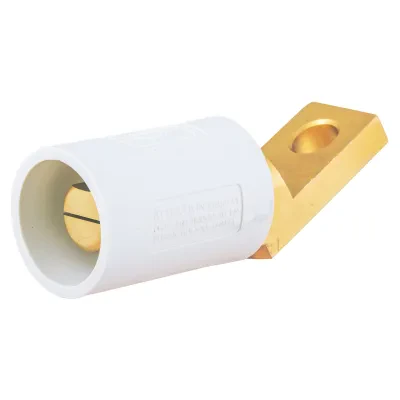 Hubbell Wiring Device Kellems, Single Pole Products, 300/400A Series,Angled Male, Offset Stud Type, White