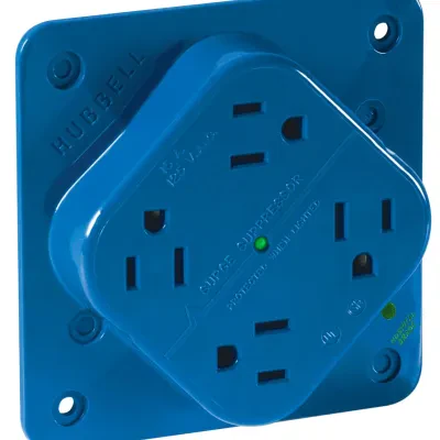 Straight Blade Devices, Receptacles, Hospital Grade QUADPLEX Receptacle, Surge Suppression, Isolated Ground, 15A 125V, 2-Pole 3-Wire Grounding, 5-15R, Blue