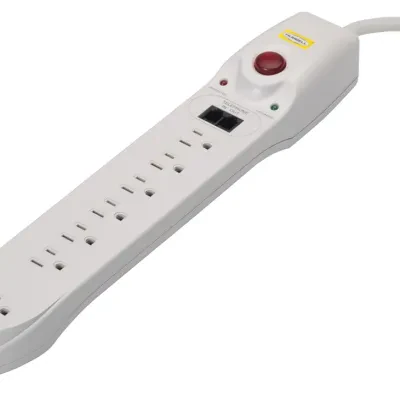 Surge Protective Devices, SPIKESHIELD TVSS Plug Strips, 7) Receptacles, Metallic Body, 1050 Joules, 6' Cord, Modem Protection
