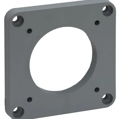 Heavy Duty Products, IEC Pin and Sleeve Devices, Industrial Grade, Accessory, Receptacle and Inlet Angle Adapter, For 60A Mounting Screws Included, Gray Cast Aluminum
