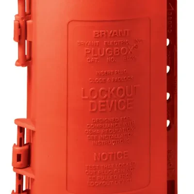 Straight Blade Devices, Plugbox Devices, Accessories, Red polypropylene Large Lockout Device, Red