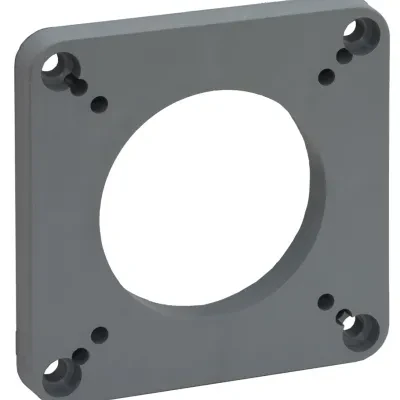 Heavy Duty Products, IEC Pin and Sleeve Devices, Industrial Grade, Accessory, Receptacle and Inlet Angle Adapter, For 20A and 30A Mounting Screws Included, Gray Cast Aluminum