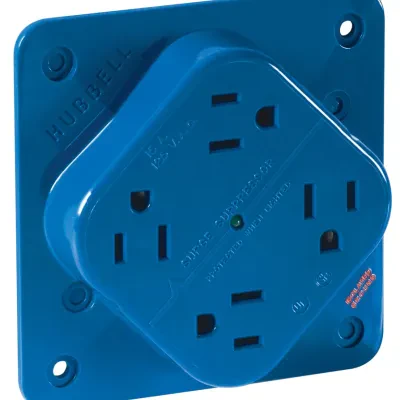 Straight Blade Devices, Receptacles, QUADPLEX Receptacle, Surge Suppression, Isolated Ground, 15A 125V, 2-Pole 3-Wire Grounding, 5-15R, Blue