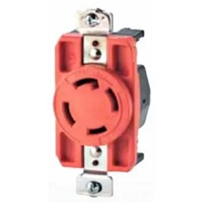Eaton locking receptacle, #14-8 AWG, 30A, Industrial, 250V, Back and side wiring, Orange, Single, L15-30, Three-pole, Four-wire, Glass-filled nylon