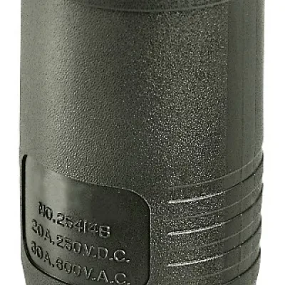 Locking Devices, Bryant Power Interrupting, Industrial, Female Connector Body, 30A 600V AC/ 20A 250V DC, 4-Pole 5-Wire Grounding, Non-NEMA, Screw Terminal, Black nylon with cord gr...