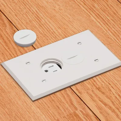 Non Metallic Box with non metallic covers for existing floors. Rectangular gasketed, non metallic white cover with threaded plugs.