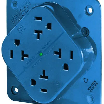 Straight Blade Devices, Receptacles, QUADPLEX Receptacle, Surge Suppression, Isolated Ground, 20A 125V, 2-Pole 3-Wire Grounding, 5-20R, Blue