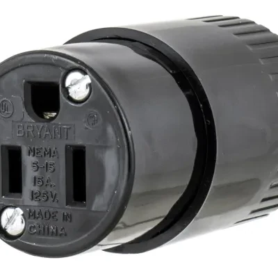 Straight Blade Devices, Commercial/Industrial Grade, Female Connector, 15A 125V, 2-Pole 3-Wire Grounding, 5-15R, Black
