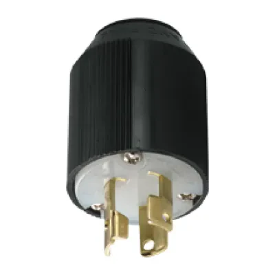 Eaton auto grip locking plug , #16-12 AWG, 15A, Industrial, 277V, Back wiring, Black, white, Auto grip, L7-15, Two-pole, Three-wire, Phenolic, 0.33 to 0.66 in
