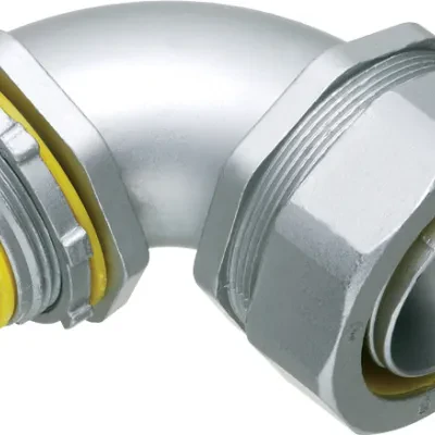 Straight, zinc die-cast connector for use with metallic or non metallic liquid tight conduit type B only. 2" Trade Size. 90 degrees. With Insulated throat.