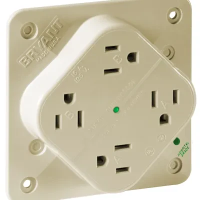 Straight Blade Devices, Receptacles, Hospital Grade QUADPLEX Receptacle, Surge Suppression, Isolated Ground, 15A 125V, 2-Pole 3-Wire Grounding, 5-15R, Ivory