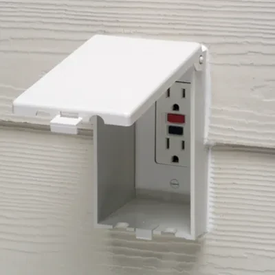 Low Profile Inbox for new construction for stucco, textured and rigid siding. Vertical with weatherproof while in use. Extra Duty white paintable cover.