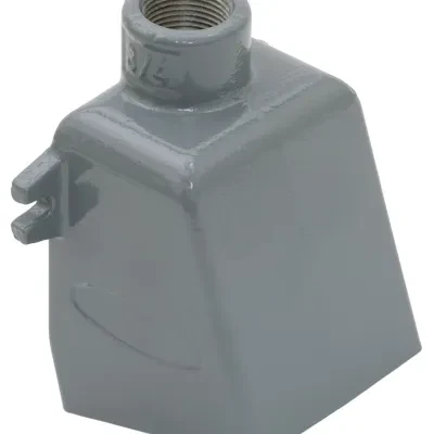 Heavy Duty Products, IEC Pin and Sleeve Devices, Industrial Grade, Accessory, Back Box, For 20A and 30A 1" NPT Hub, Angled, Mounting Screws Included, Gray Cast Aluminum