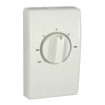 Thermostat, Heat, 25 AMP, Single Pole, 277 VAC, Temperature Rating- 50 - 90 DEG F, White/Ivory, 2000 Series