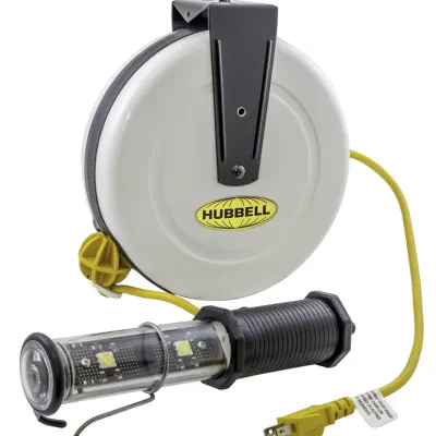 Temporary Lighting Products, LED Cord Reel with Flashlight End, 40', 18/2 SJTOW Cord