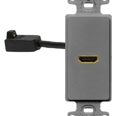 Hubbell Premise Wiring Products, Decorator Plate Frame with 1)HDMIFemale to Female, Gray