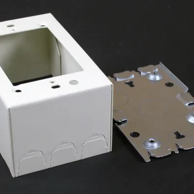 For standard shallow switches and receptacles including single-gang combination devices. Base has two 1/2" trade size KOs. Larger gang boxes available by special order. Single-gang...