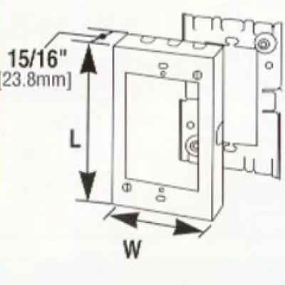 For extensions from existing flush switch and receptacle boxes. Larger gang boxes available by special order. Single-gang: 4 5/8" L x 2 7/8" W (117mm x 73mm). Ivory