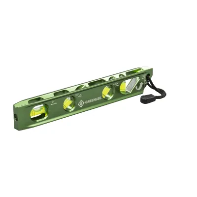 Torpedo Level, Professional Grade.  Four open vial ports for easy viewing from all sides.  Perfect for pipe and conduit work.  Four rare earth magnets allow for hands-free use on m...