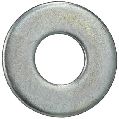 Flat Washer, Steel material, Zinc Plated Finish, 1/16 in. thickness, 3/4 in. outside diameter, 5/16 in. inside diameter, fits bolt size 1/4 in.