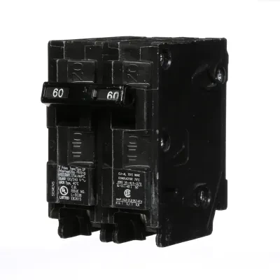 Siemens Low Voltage Residential Circuit Breakers Miniature Thermal Mag Circuit Breakers - Type QP/MP, 2-Pole, 120/240VAC are Circuit Protection Load Center Mains, Feeders, and Mini...