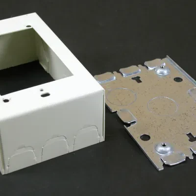 For deep switches and receptacles. Base has two 1/2" trade size KOs. Larger gang boxes available by special order. Single-gang: 4 5/8" L x 2 7/8" W (117mm x 73mm). Accepts NEMA sin...